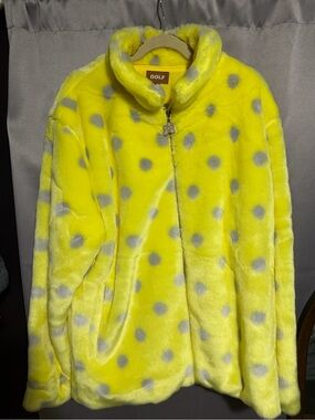 Men’s XXL Golf Le Fleur by Tyler the Creator Yellow Polka Dot Fur Jacket